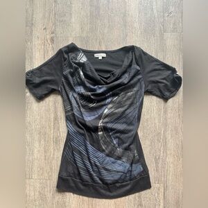 Warehouse Black Tee with Blue Highlights